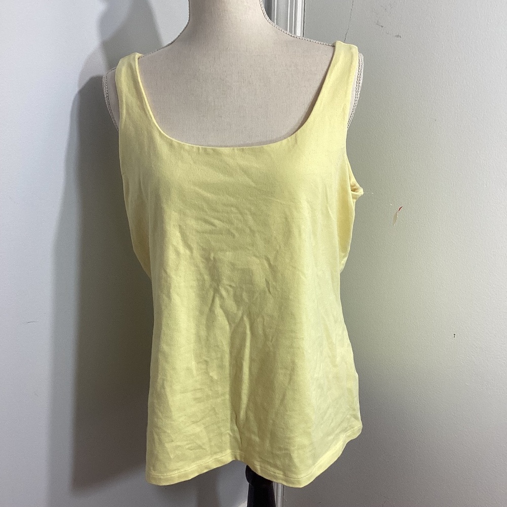 NWT BASIC EDITIONS WOMAN XXL YELLOW TANK TOP BRA SUPPORT BASIC ESSENTIAL